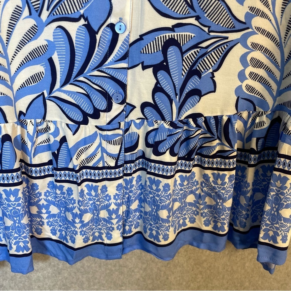 Mlle Gabriel Blue Floral Button Down Dress - Picture 2 of 8